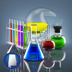 colorful chemicals - with Alabama icon
