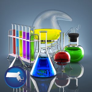 colorful chemicals - with Massachusetts icon
